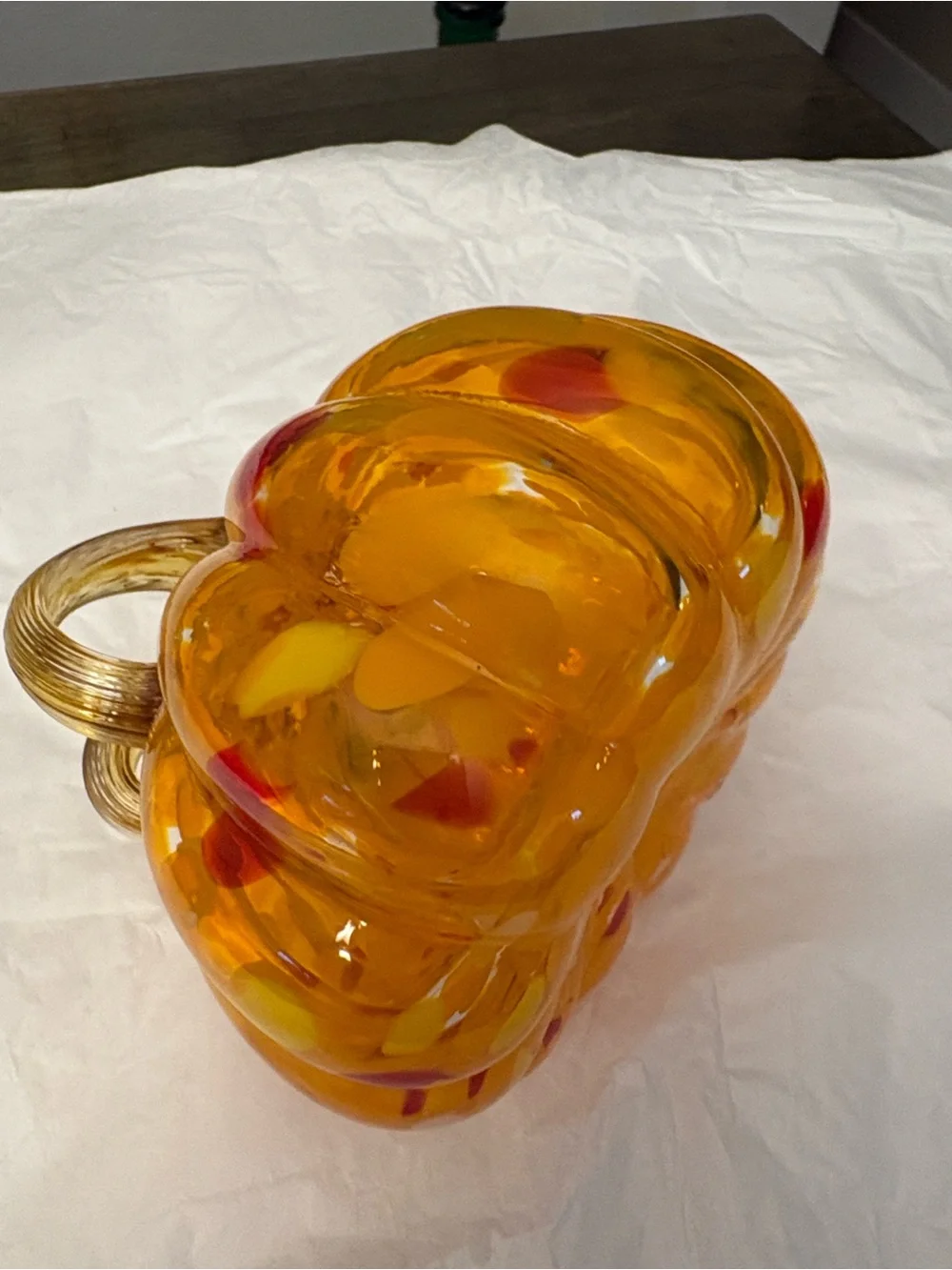 Hand-Blown Art Glass Small Pumpkin Orange Mini 5”